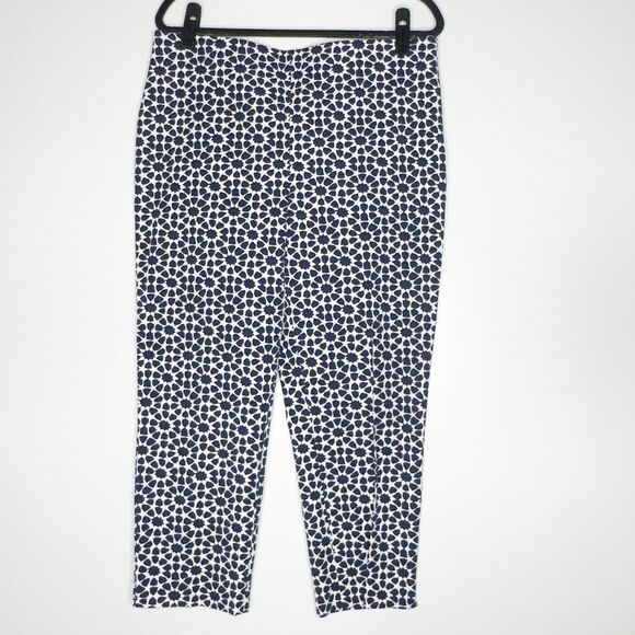 New Talbots Chatham Crop Pants Star Geometric Side Zip Women's Size 14 - Picture 1 of 8